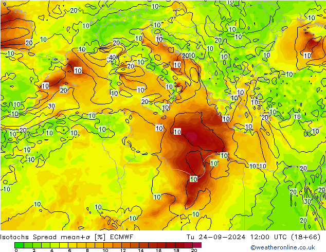 Isotachs Spread ECMWF mar 24.09.2024 12 UTC