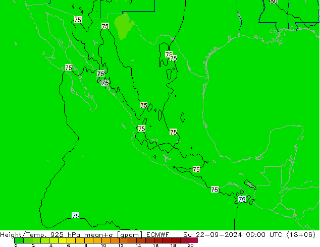 Height/Temp. 925 hPa ECMWF Ne 22.09.2024 00 UTC