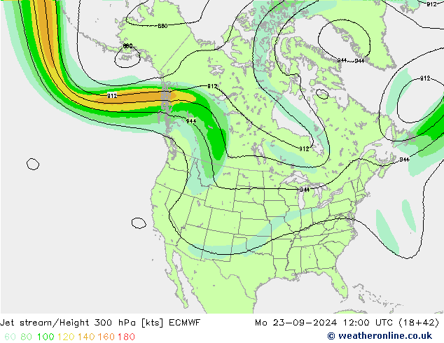 Straalstroom ECMWF ma 23.09.2024 12 UTC