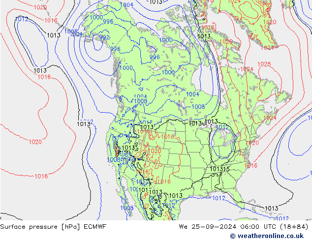 Atmosférický tlak ECMWF St 25.09.2024 06 UTC