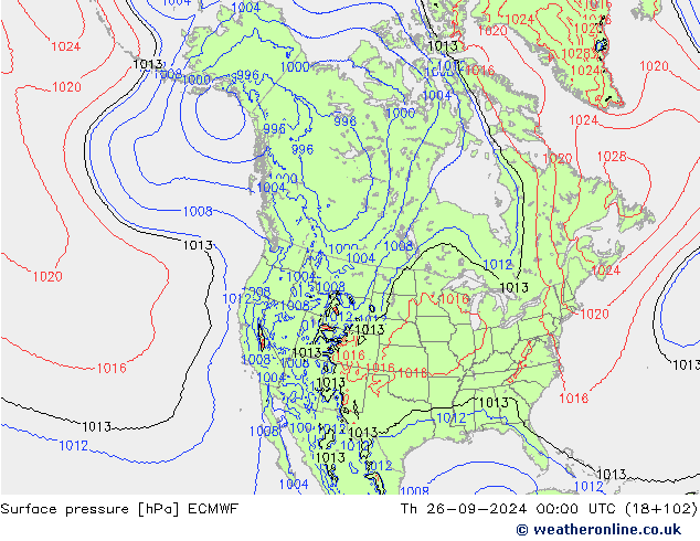 Yer basıncı ECMWF Per 26.09.2024 00 UTC