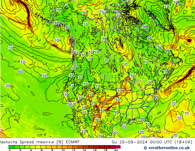 Isotachs Spread ECMWF Вс 22.09.2024 00 UTC