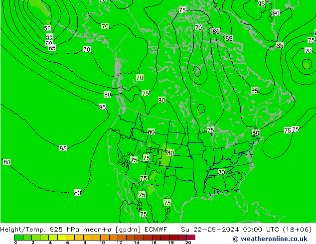 Hoogte/Temp. 925 hPa ECMWF zo 22.09.2024 00 UTC