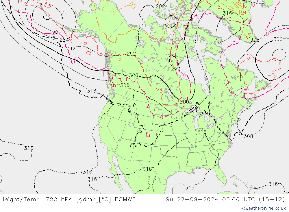 Height/Temp. 700 hPa ECMWF So 22.09.2024 06 UTC