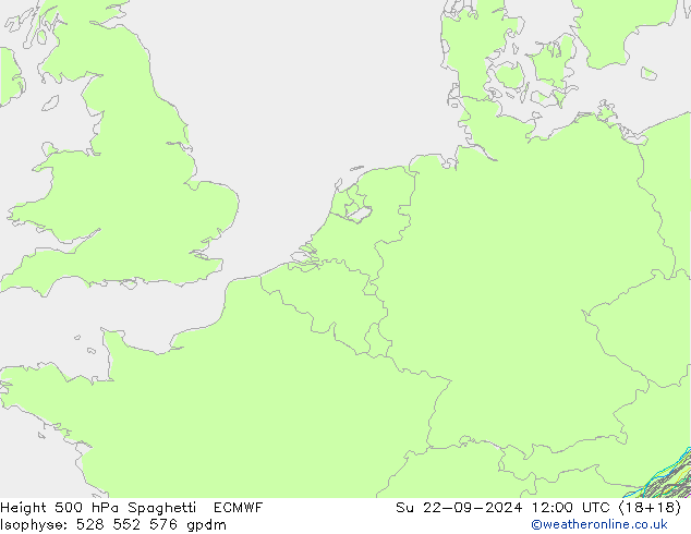 Height 500 hPa Spaghetti ECMWF So 22.09.2024 12 UTC