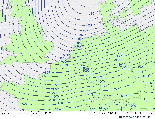 Surface pressure ECMWF Fr 27.09.2024 06 UTC