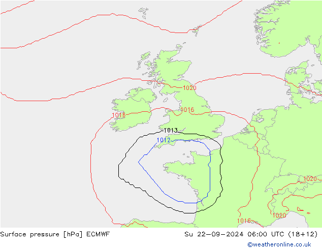 Bodendruck ECMWF So 22.09.2024 06 UTC