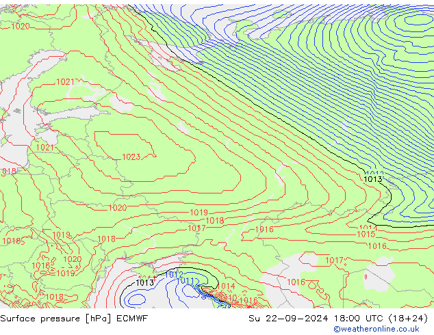 Pressione al suolo ECMWF dom 22.09.2024 18 UTC