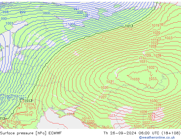 Surface pressure ECMWF Th 26.09.2024 06 UTC