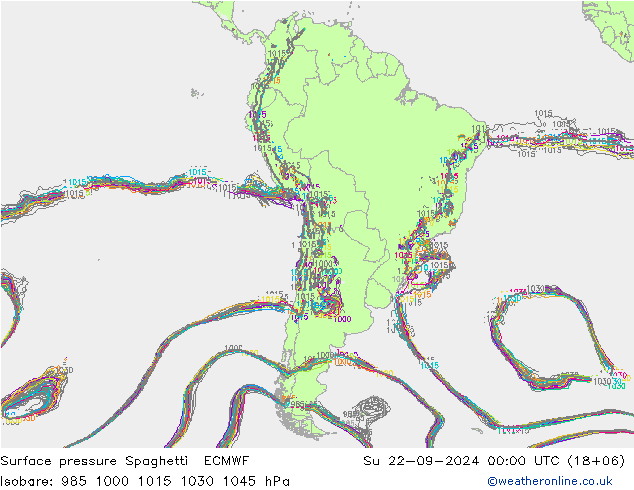 приземное давление Spaghetti ECMWF Вс 22.09.2024 00 UTC