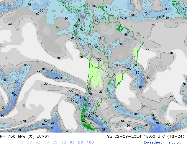 700 hPa Nispi Nem ECMWF Paz 22.09.2024 18 UTC