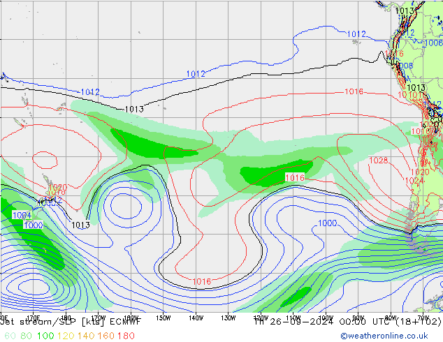 Corrente a getto ECMWF gio 26.09.2024 00 UTC