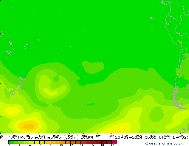 RH 700 hPa Spread ECMWF Do 26.09.2024 00 UTC