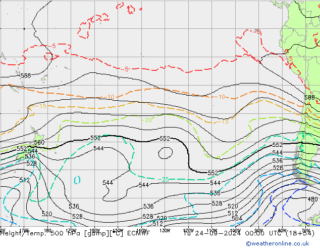 Hoogte/Temp. 500 hPa ECMWF di 24.09.2024 00 UTC