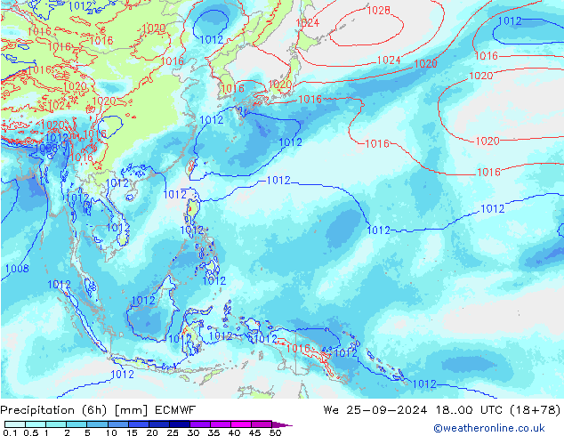 Nied. akkumuliert (6Std) ECMWF Mi 25.09.2024 00 UTC