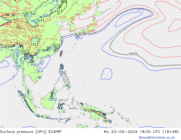 Presión superficial ECMWF lun 23.09.2024 18 UTC