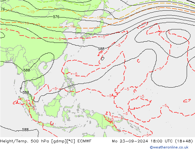 Géop./Temp. 500 hPa ECMWF lun 23.09.2024 18 UTC