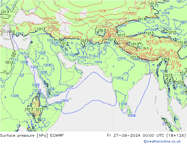 Surface pressure ECMWF Fr 27.09.2024 00 UTC