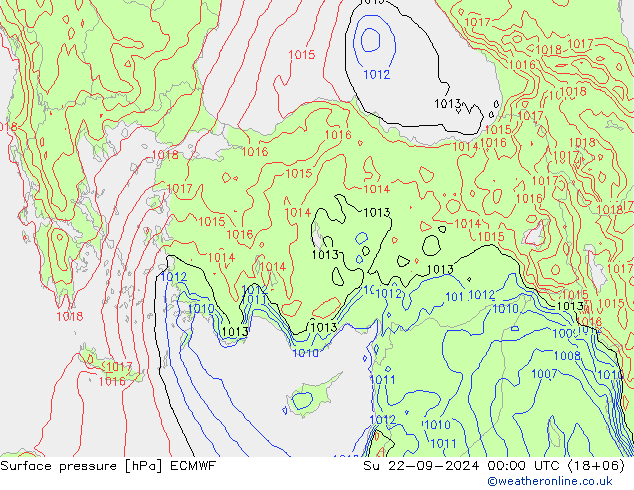 Atmosférický tlak ECMWF Ne 22.09.2024 00 UTC