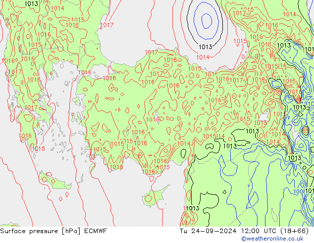 Surface pressure ECMWF Tu 24.09.2024 12 UTC