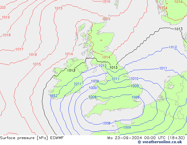 Pressione al suolo ECMWF lun 23.09.2024 00 UTC