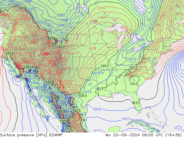 Surface pressure ECMWF Mo 23.09.2024 06 UTC