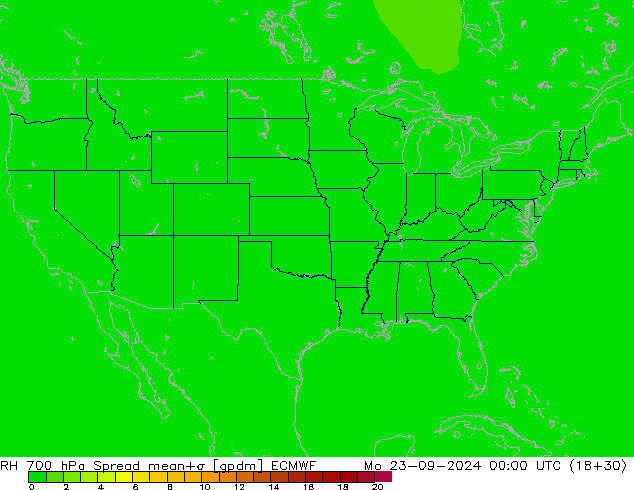 RH 700 hPa Spread ECMWF Seg 23.09.2024 00 UTC