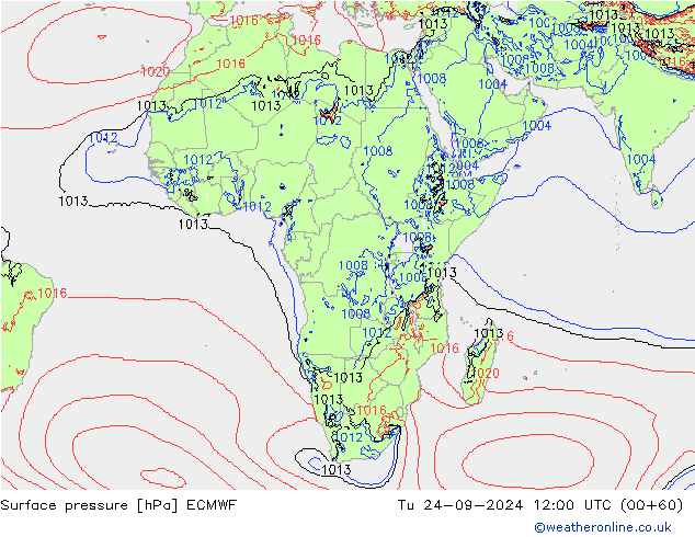 Pressione al suolo ECMWF mar 24.09.2024 12 UTC