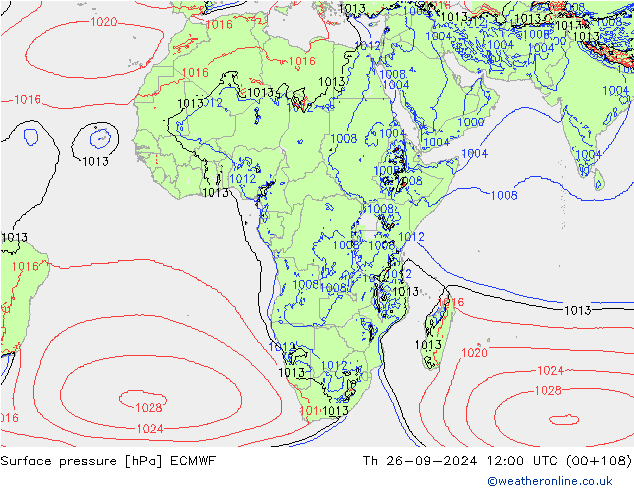 Yer basıncı ECMWF Per 26.09.2024 12 UTC