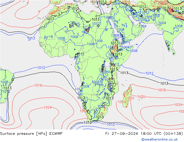 Pressione al suolo ECMWF ven 27.09.2024 18 UTC