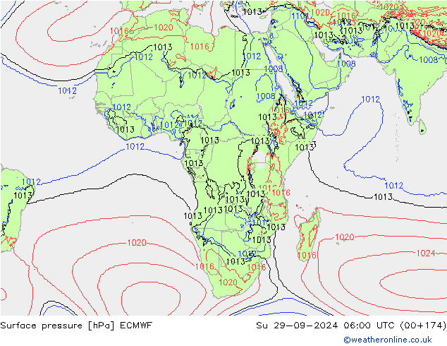 Surface pressure ECMWF Su 29.09.2024 06 UTC