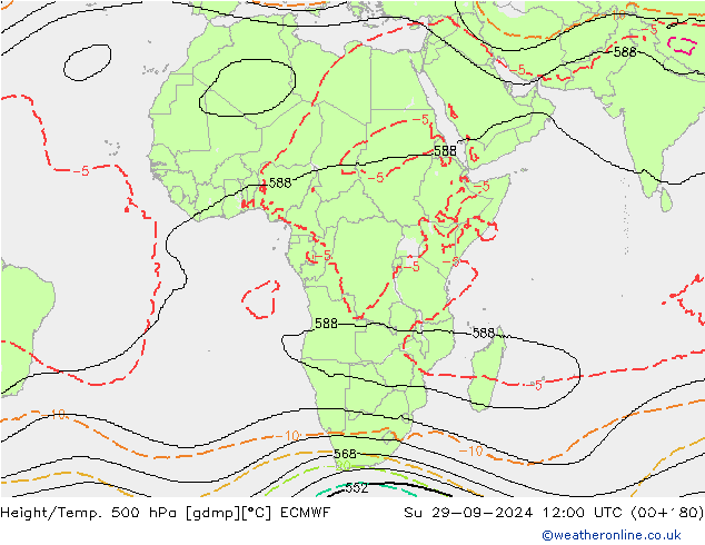 Height/Temp. 500 hPa ECMWF Ne 29.09.2024 12 UTC