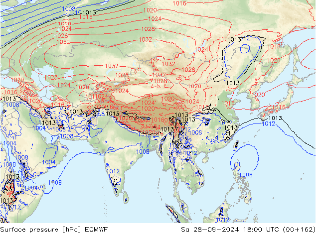 pressão do solo ECMWF Sáb 28.09.2024 18 UTC