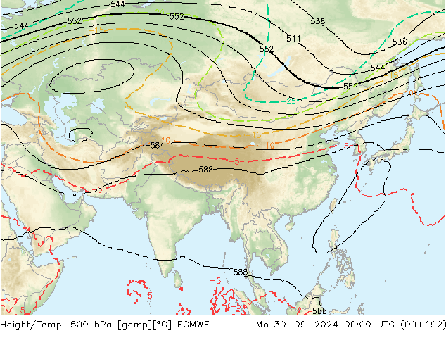 Geop./Temp. 500 hPa ECMWF lun 30.09.2024 00 UTC