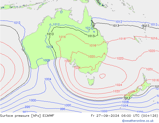 Surface pressure ECMWF Fr 27.09.2024 06 UTC