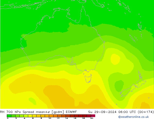 RH 700 hPa Spread ECMWF Su 29.09.2024 06 UTC