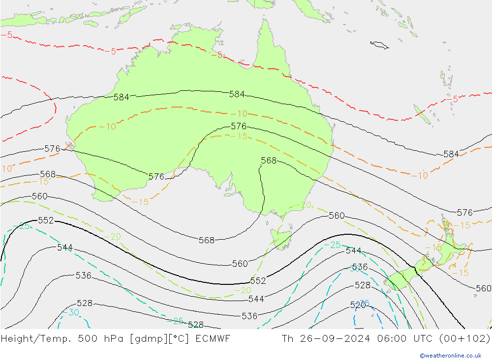 Height/Temp. 500 гПа ECMWF чт 26.09.2024 06 UTC