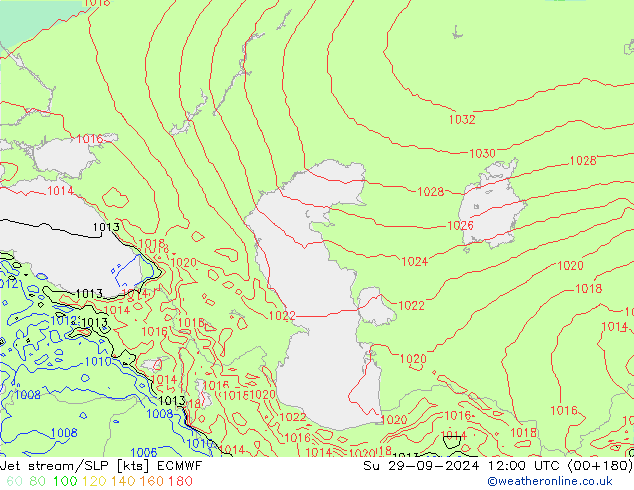 Jet stream ECMWF Dom 29.09.2024 12 UTC