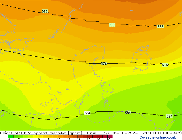 Height 500 hPa Spread ECMWF Dom 06.10.2024 12 UTC