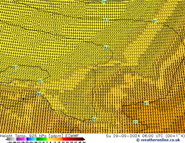 Geop./Temp. 925 hPa ECMWF dom 29.09.2024 06 UTC