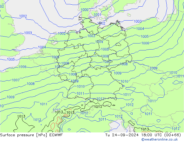 Luchtdruk (Grond) ECMWF di 24.09.2024 18 UTC