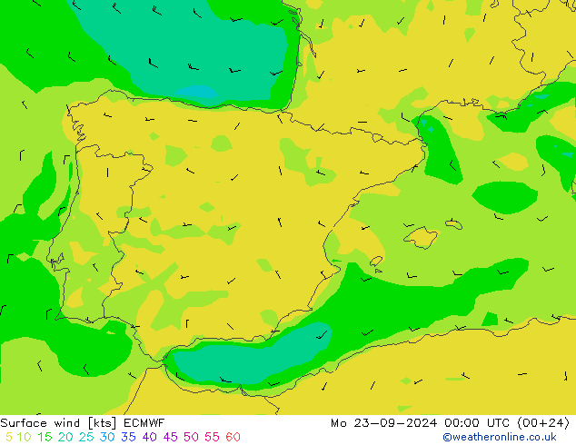 Wind 10 m ECMWF ma 23.09.2024 00 UTC