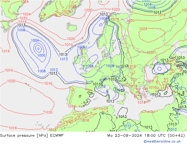 Luchtdruk (Grond) ECMWF ma 23.09.2024 18 UTC