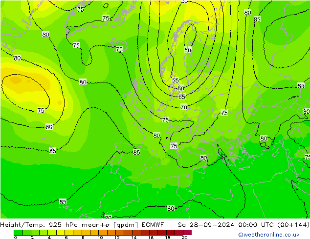 Height/Temp. 925 hPa ECMWF Sa 28.09.2024 00 UTC