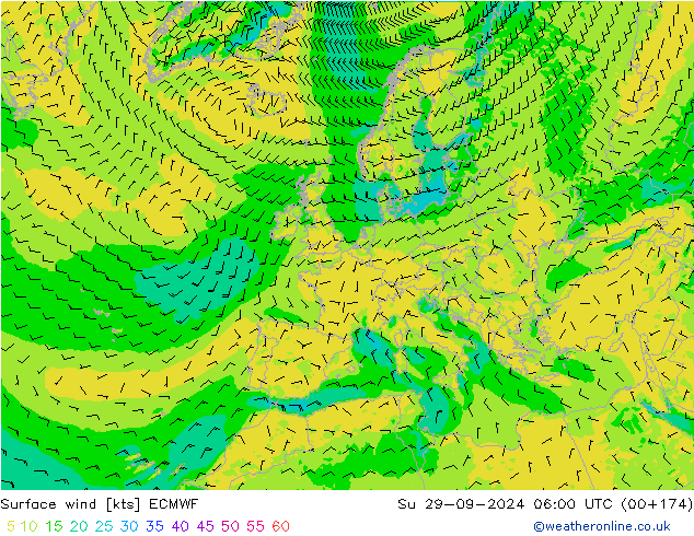 Vento 10 m ECMWF dom 29.09.2024 06 UTC