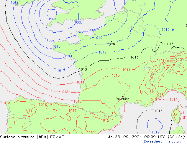 pressão do solo ECMWF Seg 23.09.2024 00 UTC