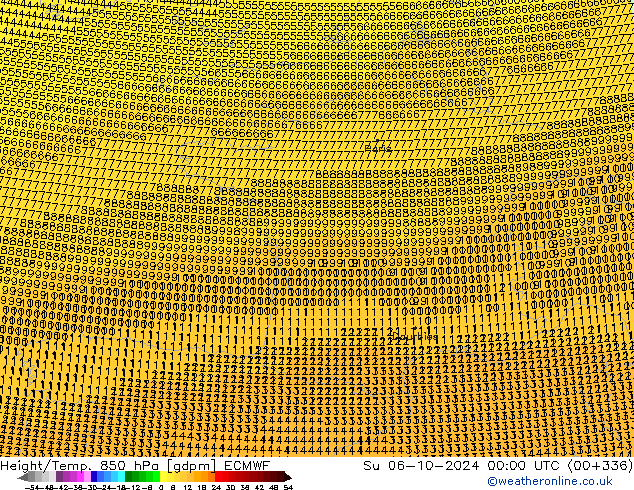 Géop./Temp. 850 hPa ECMWF dim 06.10.2024 00 UTC