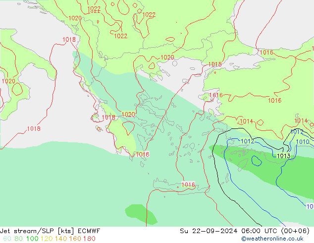 Jet Akımları/SLP ECMWF Paz 22.09.2024 06 UTC