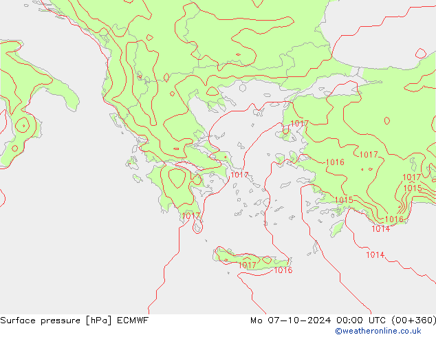 Atmosférický tlak ECMWF Po 07.10.2024 00 UTC