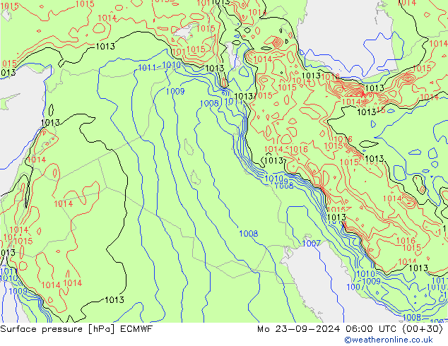 pressão do solo ECMWF Seg 23.09.2024 06 UTC